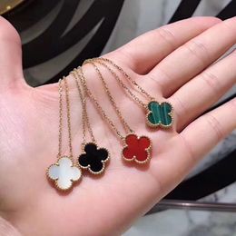 Double-sided four-leaf clover necklace 13MM bracelet four-leaf clover 18K gold necklace mother shell cross-border Jewellery wholesale and retail