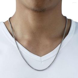 Chains 18-24 Inches Men's Neckalce Stainless Steel Round Box Link Chain Necklaces Male Jewellery Gifts For Men Women KN479