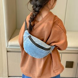 Backpacks Jeans Crossbody Bag Waistbag for Boy Children Casual Durable Cute Girls Small Adjustable Belt Kids Snack Shoulder Bags 230823