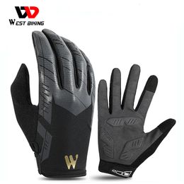 Five Fingers Gloves WEST BIKING Breathable Cycling Touch Screen Antislip Shockproof Pad MTB Bike Sport Fitness Running Bicycle 230823