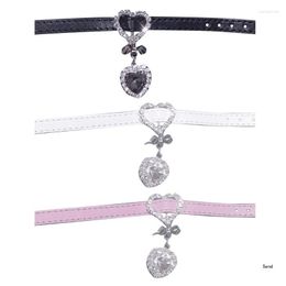 Charm Bracelets Unique Heart Pendant With Punk PU Bowknot Wristband Handchain Jewellery For Women Girl Tool