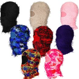 BeanieSkull Caps Balaclava Distressed Knitted Full Face Ski Mask Hipop Unisex Shiesty Outdoor Camouflage Fleece Fuzzy Beanies 230822