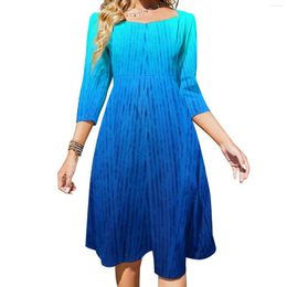 Casual Dresses Blue Dress Summer Sexy Gradient Print Elegant Womens Aesthetic Big Size Birthday Gift