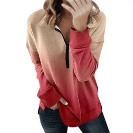Women's Hoodies Quarter Zip Women Sweatshirts Colorful Long Sleeve Hoodless Clothes Pullover Tops Couple Casual Loose Hoodie Suit For Autumn