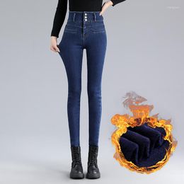 Women's Jeans 2023 Women Winter Fleece Solid Warm Thicken Denim Pencil Pants Fashion Skinny Jean Sexy Slim Trousers Plus Size