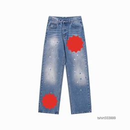 2023 Mens Jeans Designer Make Old Washed Jeans Chrome Straight Trousers Heart Letter Prints for Women Men Casual Long Style Blue Black4XKI