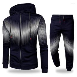 Men's Tracksuits 2023 Autumn Winter Sport Suit Clothing Leisure Cashmere Cardigan Coat Trousers Two-piece Outdoors Casual