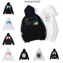 fashion sweatshirts Offs brands hoodies white jacket Printed Hoodie with Kirin Arm Diagonal Stripe Plush Coat for men tracksuits UD4H