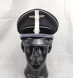 Berets MILITARY GERMANY ELITE OFFICER BLACK WOOL FIELD HAT VISOR CAP 230822