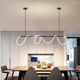 Chandeliers Modern Home Decor Ornaments Hanging Lamp Lustre Lighting Note Curve LED Tube Ceiling Chandelier