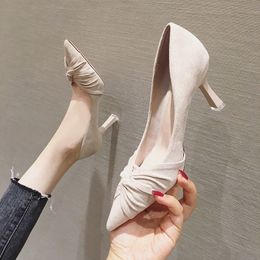 Dress Shoes 2023 versatile autumn and winter women's shoes suede sexy long standing not tired work professional single 4521 230823