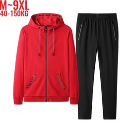 Men's Tracksuits Tracksuits Men Set Zipper Autumn Black Sportswear Track Suit Male Sports Two 2 Piece Top Quality 6xl 9XL 8xl Plus Size 230823