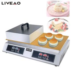 Commercial Nonstick Waffle Fluffy Pancakes Souffle Making Machine Dorayaki Muffin Double Headed Grill Plate