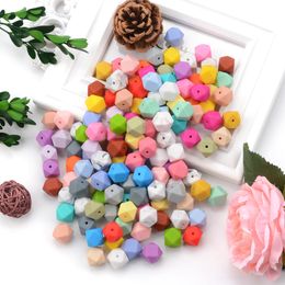 Teethers Toys LOFCA 30pcs Silicone Beads Mini Hexagon 14mm Baby Teething Necklace Food Grade Teether BPA Free DIY Jewellery 230822