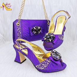 Dress Shoes Purple Coloc High Quality Elegant Open-Toed Fashion OL Commuter Bag Dual-Purpose And High-Heeled Set Of Party