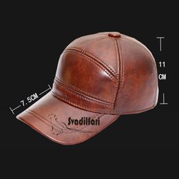 Berets Gorras Winter Military Hats Haisum Genuine Leather Men's Army Cap Hat Quality Dad Cowhide Adult Solid Adjustable 230822