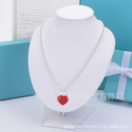 Designer Bracelet High Edition t Home Enamel Convex Heart Shaped 4m Bead Necklace with Silver Plated Copper Steel Seal Heart Pendant Buddha Bead Collar