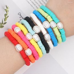 Strand Wholesale Boho Colorful Pearl Bracelets Charm Flat Round Polymer Clay Bracelet For Women Jewelry Summer Beach Accessories Gift