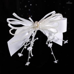 Hair Clips Korean-style Mori Sweet Bride Bow Hairpin Beaded Exquisite Headdress Wedding Accessories