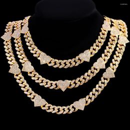 Chains Full Rhinestone Paved Heart Cuban Choker Necklace For Men Women Iced Out Bling Link Chain HipHop Jewellery Gift