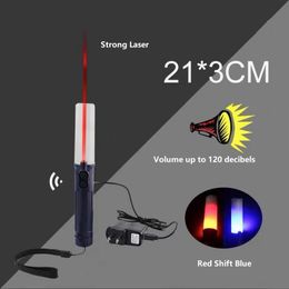 Night Red Blue Flashing Warning Light Fire Multi-function Electronic Whistle Rechargeable LED Traffic Baton