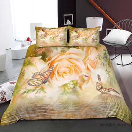Bedding sets Butterfly Aesthetics Duvet Cover Soft Comforter Bedding Sets 2/3Pcs With Case Size Bedding Set For Family R230901