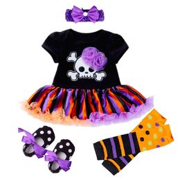 Rompers Toddler Cute Cartoon Baby Boy Girl 0 24 Month Halloween Skull Pattern Infant born Jumpsuit Set Costumes 230823