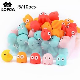 Teethers Toys LOFCA 510pcs Silicone Beads Ghost Bead Food Grade Pac Man Teether BPAFree Baby Teething Toy Pacifier Accessories 230822