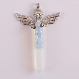 Pendant Necklaces Opal Stone Bead GEM Lucky Angel Jewelry S3016