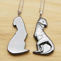 Pendant Necklaces Natural Hematite Black Gallstone Stainless Steel Chain Necklace Carved Dinosaur Charms Jewellery Accessories Wholesale 1Pc