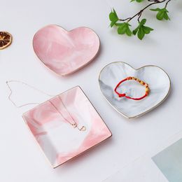 Dishes Plates Nordic Ceramic Heart Shape Small Jewellery Dish Earrings Necklace Ring Storage Fruit Dessert Display Bowl Decoration Tray 230822