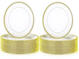 Plates 200pcs 13 Inch Clear Charger Bulk Round Beaded Chargers Summer Vacation Gold Wedding Events Dinner Party