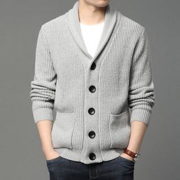 Men's Sweaters High End Wool Designer Thick Korean Autum Winter Brand Fashion Cable Knit Sweater Jacket Men Casual Coats Mens Clothing 230822