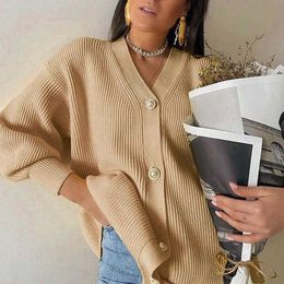 2023 New Autumn Sweater Print Coat Women's Solid Casual Cardigan Loose Knit Breasted Cardigan
