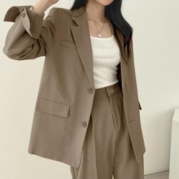 Women's Suits Basic Women Loose Fit Chic Workwear Lapel With Flap Pockets For Spring Autumn Seasons