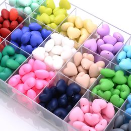 Teethers Toys 10Pcs Baby Silicone Beads 18x20mm Colorful HeartShaped Teether Teething DIY Nursing Chew Pacifier Chain Clip Necklace 230822