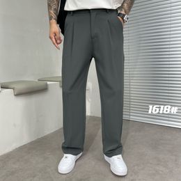 Men's Pants Ice Silk Loose Straight Suit for Men Summer Sold Color Stretch Business Casual Classic Korea Styles Thin Trousers 230822