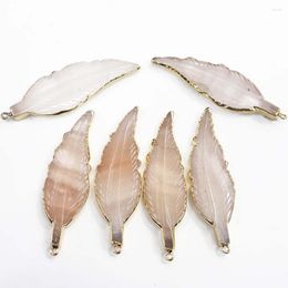 Pendant Necklaces 2pcs/lot Selling Natural Stone Leaf Feather Shape Necklace Stylish Charm Fashion Diy Jewellery Accessories Wholesale