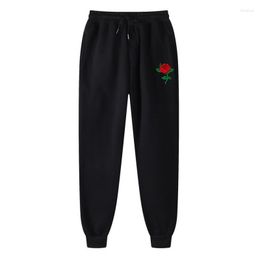 Men's Pants Men Joggers Sweatpants Bodybuilding Women's Fashion Casual Pant Rose Print Harajuku Streetwear Long Sportswear