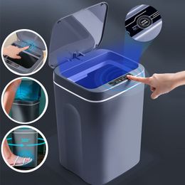 Waste Bins 121416L Smart Induction Trash Can Automatic Intelligent Sensor Dustbin Electric Touch Trash Bin for Kitchen Bathroom Bedroom 230823