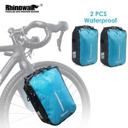 Panniers Bags Rhinowalk 2 PCS Bike Fork Bag Waterproof Blue E Scooter Quick Release Front Travel Luggage 230822