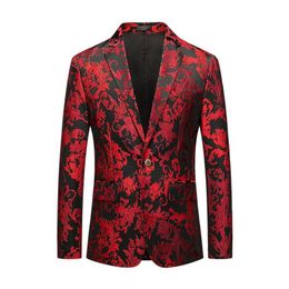 Men's Suits & Blazers Floral Party Dress Suit Luxury Embroidered Wedding Blazer Dinner Tuxedo Jacket265D