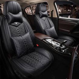 5pcs Capas de assento de carro com o conjunto completo com airbag de couro impermeabilizado compatível com almofada de veículos automotivos capa universal para a maioria dos CA232Q