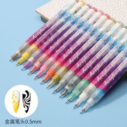 Nail Polish 12pcs/set Nail Art Drawing Pen Colour tick pen DIY French Waterproof Line Pen Detail Floral Pattern Manicure Tools 230822