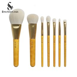 Makeup Tools Shoushoulang Professional Handmade Make Up Brush Kit Saikoho Goat Hair Face Eye Golden Phoebe Handle Brushes Set 230822