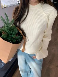 Women's Sweaters Women Solid With Detachable Scarf Loose Normcore Knitted 2023 Winter Pullovers Fashion Slim Chic All Natch