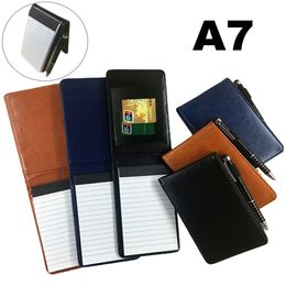 Notepads A7 Pu Leather Small Notebook Pocket Notepad Planner Memo Journal School Business Office Agenda Note Book Set with Cases Cover 230823