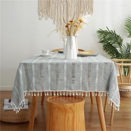 Table Cloth Dining Cover Designs Solid Decorative Linen Tablecloth With Tassels Rectangular Wedding Tea