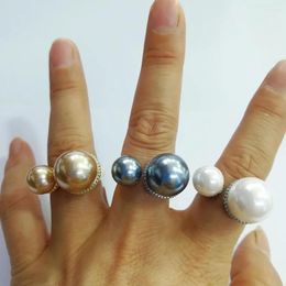 Cluster Rings Missvikki Trendy Imitation Pearl Bold Statement For Women Cubic Zircon Finger Beads Charm Ring Bohemian Beach Jewelry