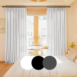 Sheer Curtains Custom Size 3 Colours Solid Plain Pure White Blackout for Living Room Bedroom Window Treatment Drapes Shading Kitchen 230822